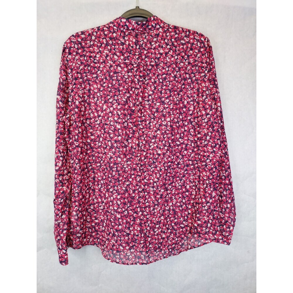 Gant Button Up Shirt Blouse Women's 12 Silk Cotton Pink Floral Collared Preppy - Picture 9 of 15